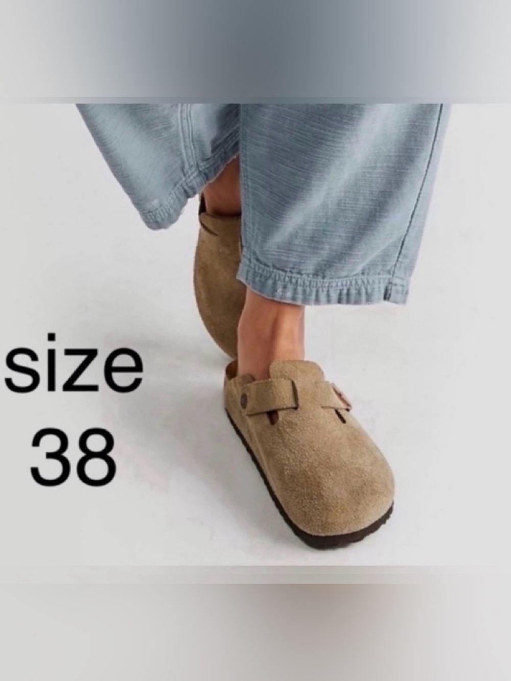 Birkenstock Suede Clog Mules in Beige